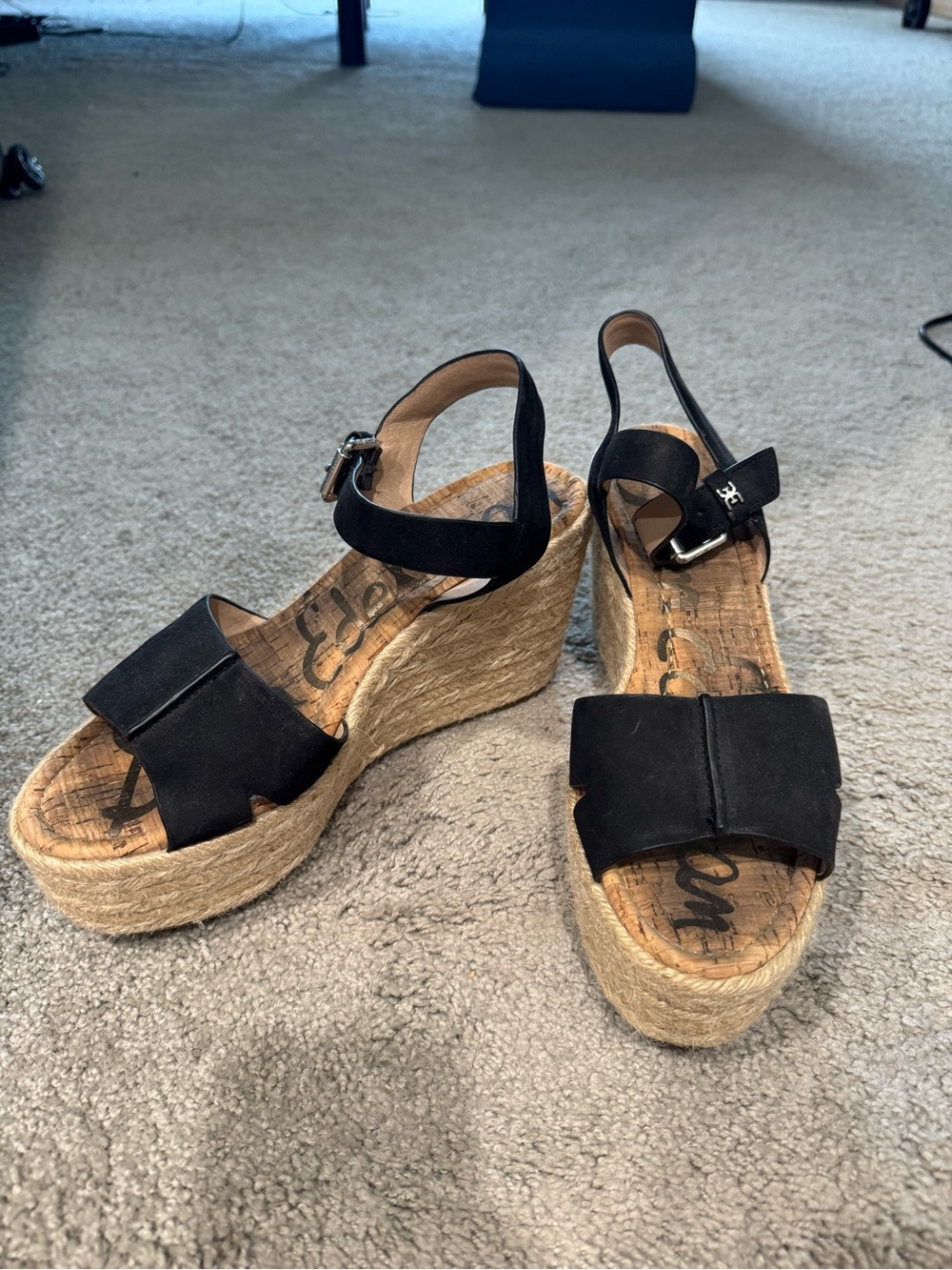 Black Wedge Sandals